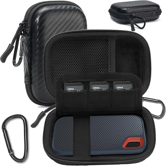 Hard Case for SanDisk Extreme Pro/SanDisk Extreme Portable External SSD 1TB 2TB 4TB 500GB 8TB, Travel Case Protective Cover Storage Bag,Memory Card SD SDXC SDHC Card Storage Holder Organizer(Box Only)