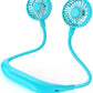 Portable Neck Fan, 2600mAh Battery Operated, Ultra Quiet Hands Free USB Fan with 3 Speeds, Strong Wind, 360° Adjustable High Flexibility Wearable Personal Fan for Sport Office Outdoor Travel (Cyan)