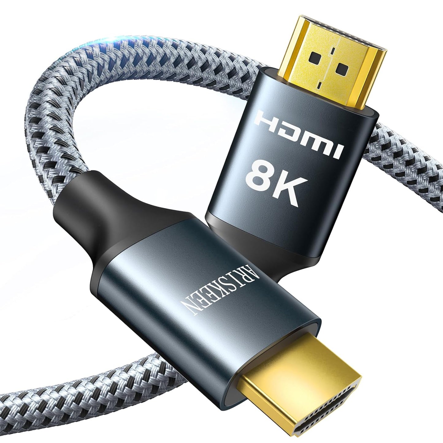 ARISKEEN 8K HDMI Cable 7 FT, 48Gbps High Speed HDMI 2.1 Cable, 8K 60Hz, 4K 120Hz 144Hz Braided HDMI Cord - 7 Feet