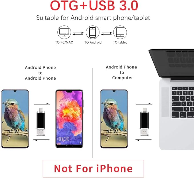 Vansuny 5 Pack 128GB USB C Flash Drive 2 in 1 OTG USB 3.0+USB C Memory Stick with Keychain Thumb Drive Photo Stick Jump Drive for Android Smartphones, Computers, MacBook, Tablets, PC
