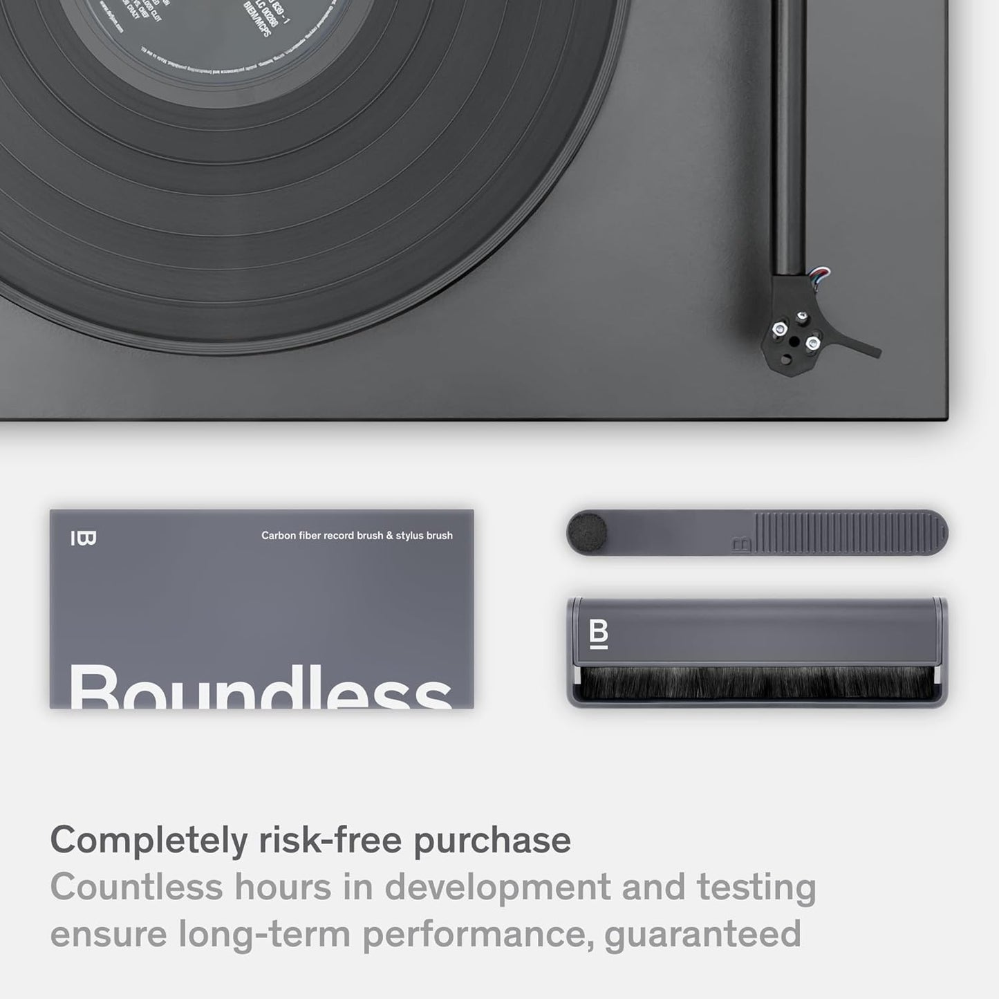 Boundless Audio Record Cleaner Kit - 2-Piece Vinyl Cleaning Kit Includes Record Brush & Stylus Cleaner - Carbon Fiber Anti-Static Vinyl & Stylus Brushes