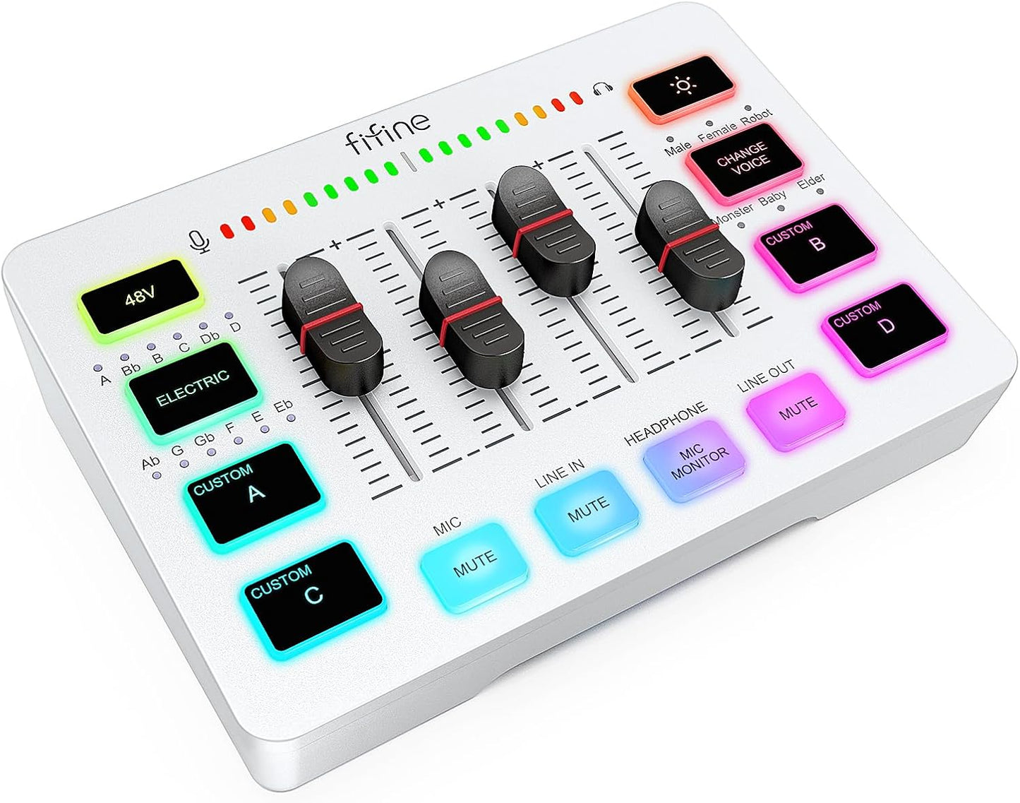 FIFINE Audio Mixer, Gaming Streaming PC Mixer with Slider Fader, XLR Microphone Interface, Monitoring, for Video/Game Voice/Podcast Recording-AmpliGame SC3W