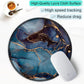 ITNRSIIET Round Mouse Pad with Stitched Edge Premium-Textured Waterproof Non-Slip Rubber Base Desktop Protection Mat Diameter 8.7 inches, Blue and Black Marble