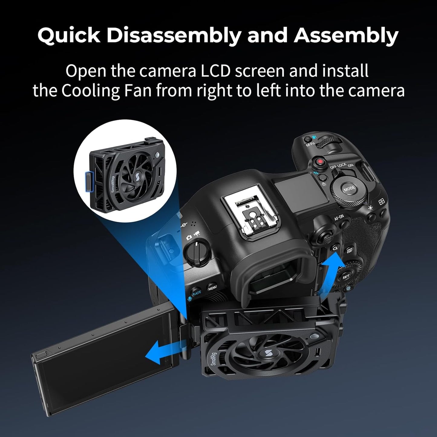 SMALLRIG R50 V / R6 II/ R5C / R50 / PowerShot V1 Camera External Cooling System with Dual-Speed Modes, Snap-On Cooling Fan with TEC Cooling Module for Sony ZV-E1/ A7 IV/ A6700/ FX3-5063
