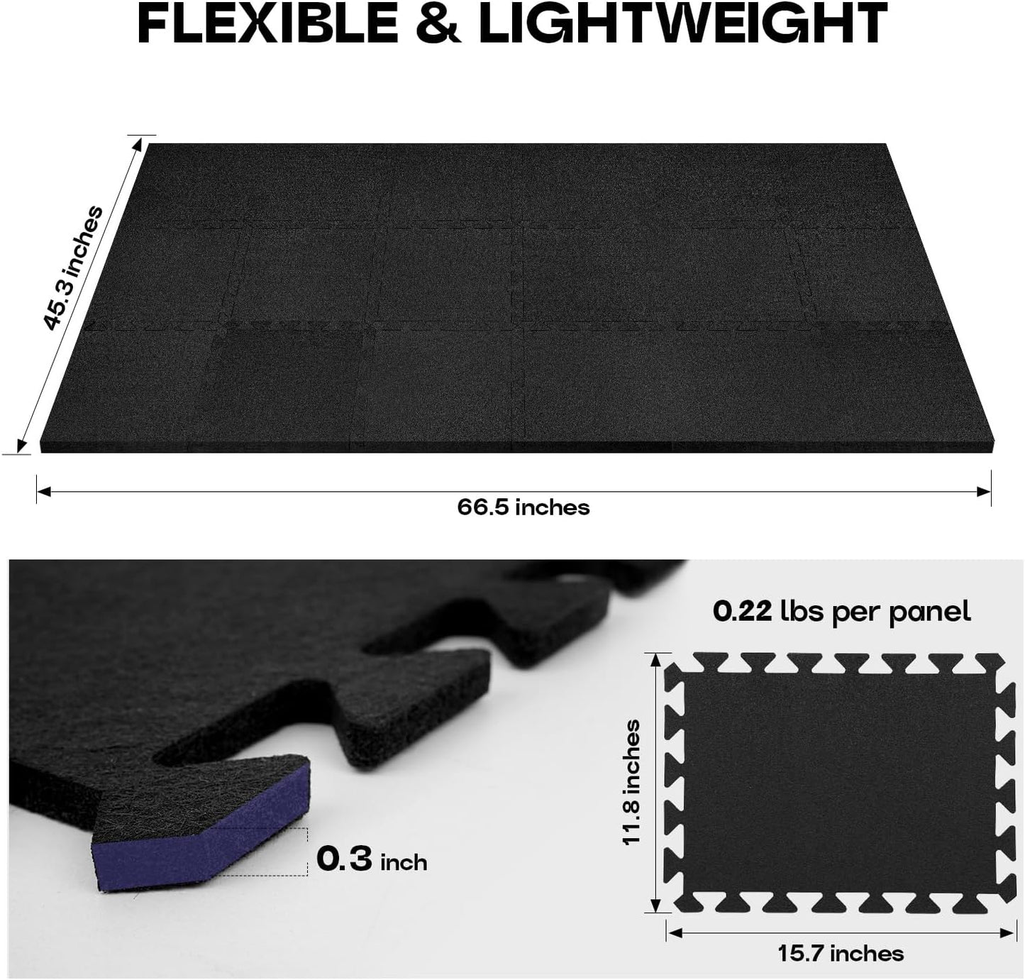 Starfavor Sound Absorbing Interlocking Floor Mats Pads 18 Pcs, 15.7" x 11.8" Anti-Vibration Sound Proof Puzzle Felt Padding - Protect Hardwood Floor