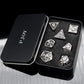 PJOY Metal DND Dice Set Antique Silver Dragon Scale D&D Polyhedral Dice with Dice Case for Dungeons and Dragons TTRPG Gifts