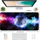 Large Extended Gaming Mouse Pad with Stitched Edges, Non-Slip Waterproof Rubber Base Mouse Pad for Office, Computer, Keyboard, Laptop and Home Desk Pad 35.4 x 15.7 x 0.12 Inch (Nebula Starry Sky)