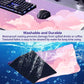 Cute Anime Cloud Desk Mat, Beautiful Pink Stitching Edge Non Slip Rubber Mouse Pad, Suitable for Female and Girl Office Decoration 35.4 x 15.7 x 0.12 Inches