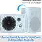 STUDIOFINIX 800W 6.5 Inch Bluetooth Outdoor Speakers Waterproof Wired with Multifunctional Amplifier Wall Mount Weatherproof Loudspeaker System for Patio Garden Poolside Home(4 Speakers,White)