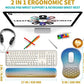 Hokafenle 2 in 1 Ergonomic Mouse Pad Wrist Support & Wrist Rest for Computer Keyboard Set, with Relieve Carpal Tunnel Pain Massage Bulge and Full Memory Gel Design (2In1 Set, Morning Sky)
