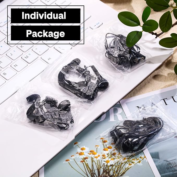 Konohan 150 Packs Earbuds Bulk Earphones with 3.5 mm Headphones Wired Ear Earbud Wired Earphone for Adult Teacher Office Home Computer Travel Library Individually Packed(Black)