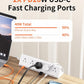 6.5 FT Desk Clamp Power Strip with 5 AC Outlets & 6 USB Ports PD 40W USB-C Fast Charging, 1250J Surge Protector, Fits 2.6 in top Edge White