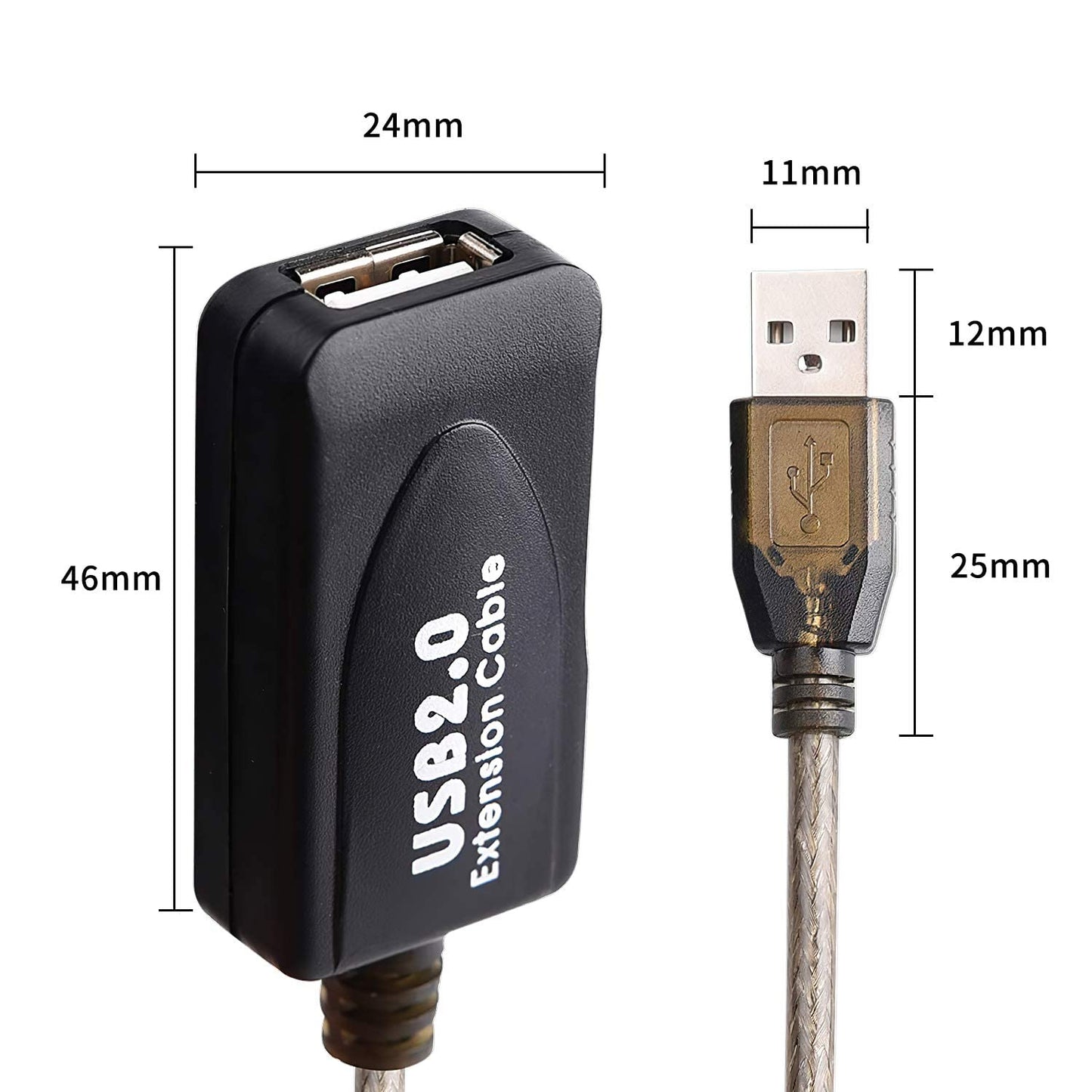 130 FT USB Extension Cable, USB 2.0 Type A Male to A Female Active Repeater Extension Cable 130 ft, High Speed 481 Mbps
