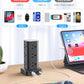 Tower Power Strip with 15W Wireless Charger, 6FT Flat Plug Extension Cord with Multiple Outlets, 12 AC Outlets, 4 USB Ports (2 USB C) Charging Station Surge Protector for Office Home Dorm Room (Black)