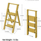 Taranta 3 Step Ladder, Lightweight Aluminum Step Stool with Convenient Handgrip, Folding Ladder with Anti-Slip Pedals, 330lbs Capacity Stepladder for Home, Office, Kitchen - Twilight Yellow
