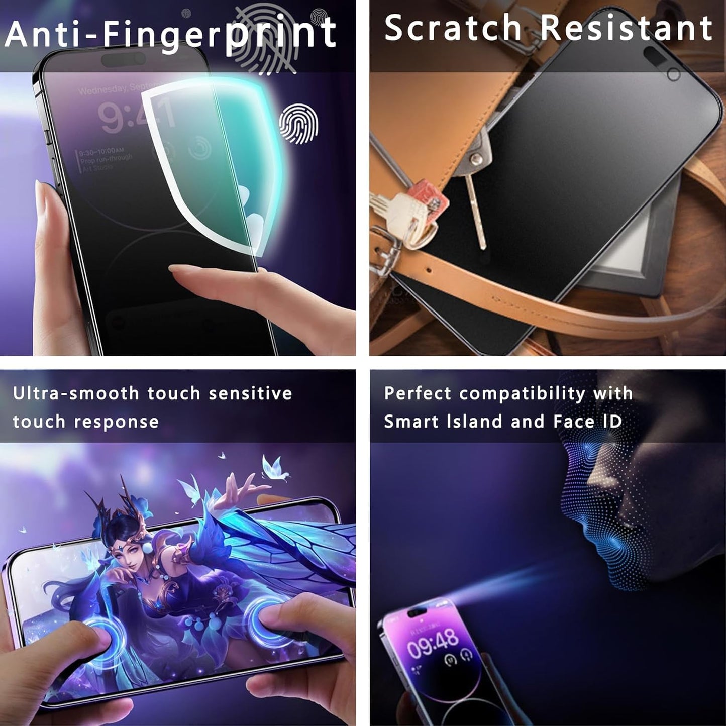 Matte Privacy Screen Protector for iPhone 17, iPhone 16 Pro 6.3-Inch, Auto Dust Removal, 9H Anti-Spy Tempered Glass Film, Full Cover, Anti-Fingerprint, Easy Installation, 2 Pack