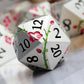 Metal Dungeons and Dragons Dice DNDND 7 PCS Heavy Metallic Flower D&D Dice Set with Gorgeous Gift Case for DND Tabletop Game (Matte Silver with Pink Flower)