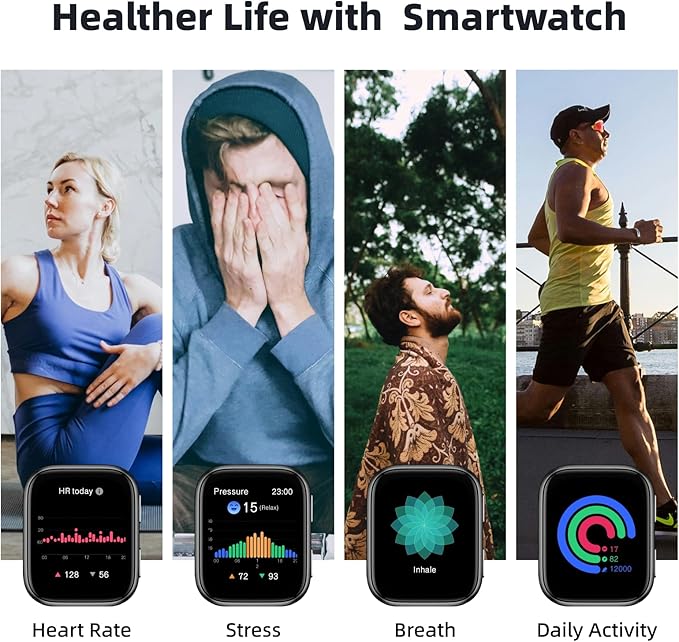 BP Doctor Smart Watch Blood Pressure, 1.95" Smart Watch Monitor with Air Pump Cuff, Blood Pressure Watch with Sleep Heart Rate Monitor, Pedometer, BP Watch Supports Data Sharing, Reminder Monitoring