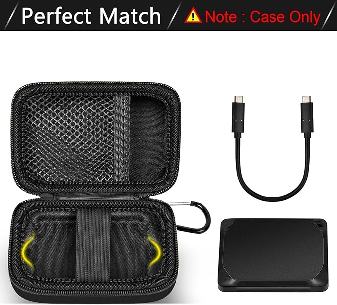 ANKHOH Carrying Case for Crucial X10/ X9 Pro 8TB/ 6TB/ 4TB Portable SSD, 2TB/ 1TB External Solid State Drive Hard Storage Holder Bag with Mesh Pocket Fits for USB-C Cable (Box Only)