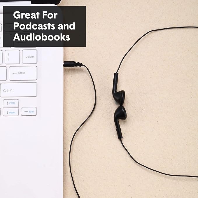 Konohan 150 Packs Earbuds Bulk Earphones with 3.5 mm Headphones Wired Ear Earbud Wired Earphone for Adult Teacher Office Home Computer Travel Library Individually Packed(Black)