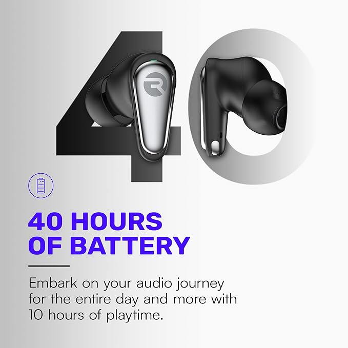 Raycon Pro Earbuds Wireless Bluetooth + 6 Microphones with Hybrid Active Noise Canceling, Sweat & Water-Resistant Earphones, Premium Wireless Ear Buds Bluetooth 40 Hours Playtime (Blue)