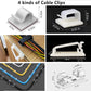 White Cable Management Organizer Kit 4 Cable Sleeve Split,47Cable Clips 12Cord Clips Holder,22 Cable Ties, 20 Adhesive Wall Cable Tie, 200Fasten Cable Ties for TV Electronics