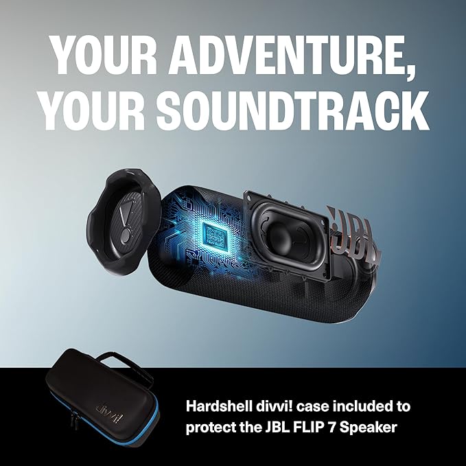 JBL Flip 7 (Sand) + Bundle with divvi! Protective Hardshell Case (Black)