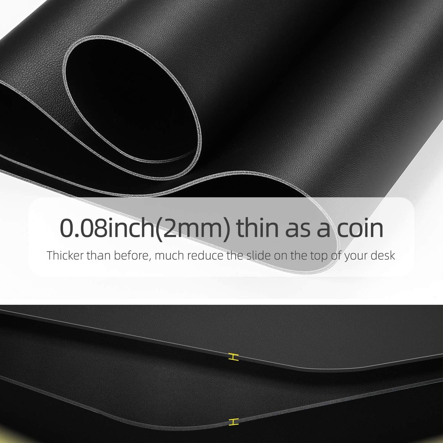YSAGi Office Desk Pad, Desk Mat, 23.6" x 13.7" Ultra Thin Waterproof PU Leather Desk Blotter, Laptop Leather Desk Pad Protector for Keyboard and Mouse, Dual-Sided Desk Writing Pad for Office(Black)