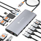 NOVOO USB C Docking Station Dual Monitor for Laptop, 14 in 1 Hub Adapter Thunderbolt 3 to Dual 4K60 HDMI+8K30 DP USB C/A Data 100W PD RJ45 SD/TF