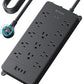 TROND 360° Rotating Flat Plug, Surge Protector Power Strip, 13AC Widely Spaced Outlets Expansion with 3 USB C Ports, 4000J, 15ft Extension Cord Heavy Duty, Wall Mount, Under Desk, ETL Listed, Black