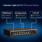 9 Port 2.5Gb Unmanaged Ethernet Switch with 8* 2.5G Base-T Ports, 1*10G SFP Ports, AUMOX PRO 60Gbps Switching Capacity Compatible with 100/1000/2500Mbps Plug and Play