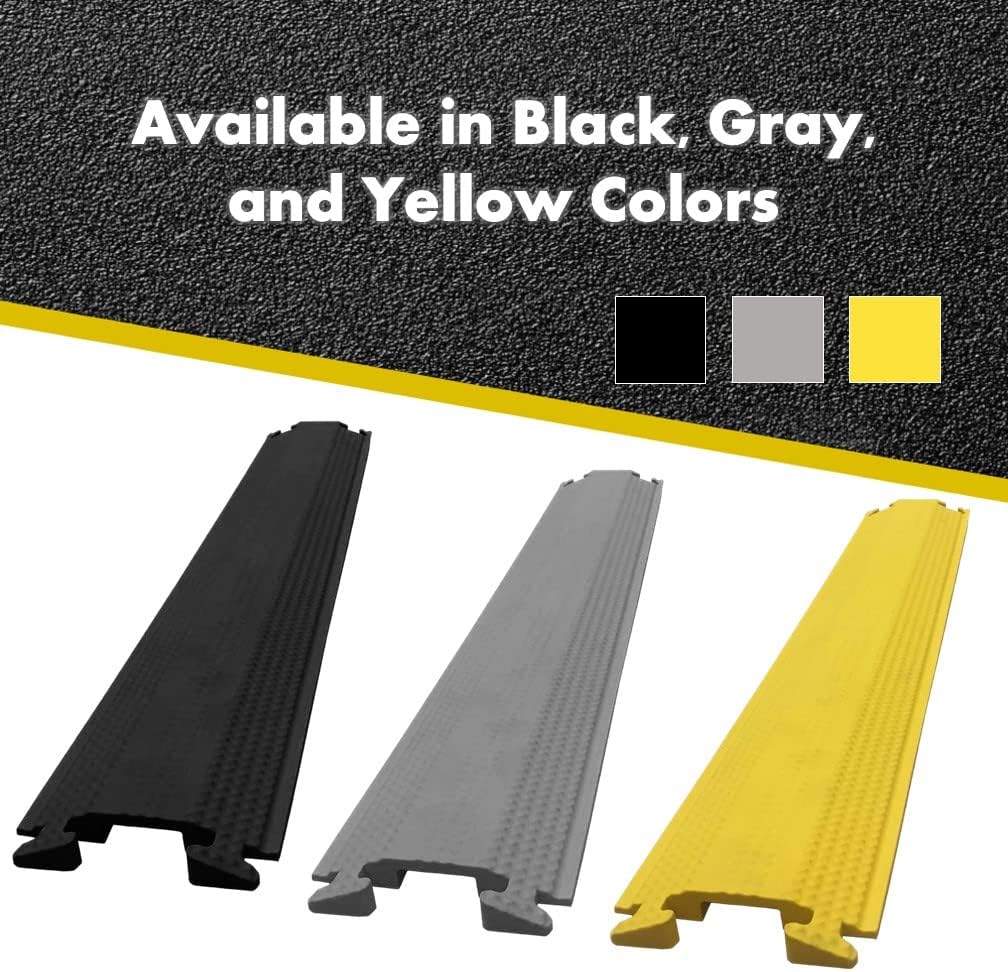 Kable Kontrol Drop Over Floor Cord Cover – 36” Inch Long 1 Channel Cable or Wire Protector – 20 Pcs Bulk Pack - Rubber Ramp for Indoor and Outdoor Use – Black