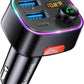 Syncwire Bluetooth 5.4 FM Transmitter Car Adapter 48W (PD 36W & 12W) [Light Switch] [HiFi Bass Sound] [Fast Charging] Wireless Radio Music Adapter LED Display Hands-Free Calling Support USB Drive