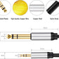 3.5 mm to 6.35 mm Audio Cable 30Ft,Gold-Plated Terminal Silver Color Zinc Alloy Housing 3.5mm 1/8" Male TRS to 6.35mm 1/4" Male TRS Nylon Braided Stereo Audio Cable for Cellphone, Amplifiers(30Ft/10M)