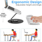 Swivel Laptop Stand for Desk, Adjustable Height Aluminum Computer Stand with 360 Rotating Base, Foldable Ergonomic Riser, Portable Laptop Holder Compatible with MacBook, All Laptops 10-17'', Black