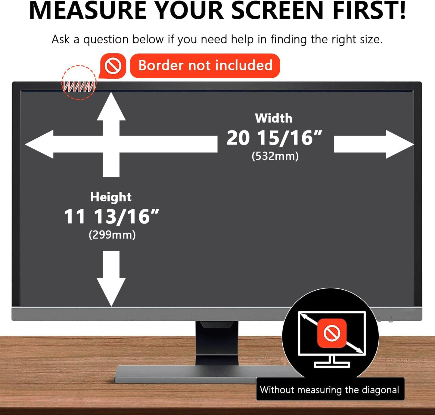 【2-Pack】 24 Inch Computer Privacy Screen for 16:9 Monitors with Anti-Spy Anti-Glare Filter, Blue Light Blocking & Eye Protection, Removable Anti-Scratch HD Clarity Screen Protector