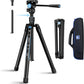 SIRUI Carbon Fiber Tripod Lightweight 2lbs with Panoramic Fluid Head, 59.8” Compact Camera Tripod Quick Release Leg Setup, Reversible Center Column, Reverse Folding Legs, Max Load 11lbs - Traveler X