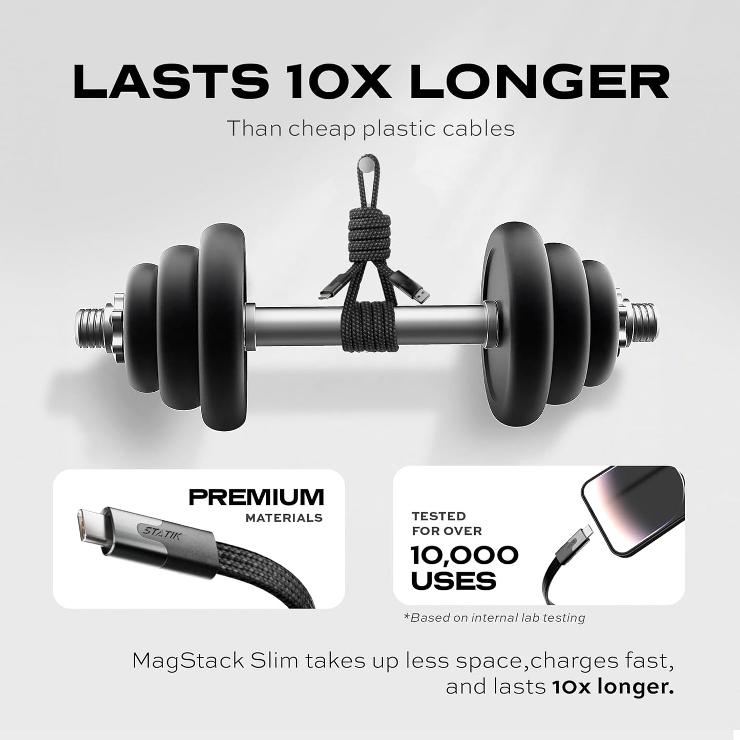 Statik MagStack USB C to USB C Cable, Magnetic Anti Tangle Flat Type C Charger Fast Charging Cord, Magnetic Charging Cable, Compatible with iPhone 16 Pro Max, 15, Galaxy S24 Ultra, 100W 3FT/1M