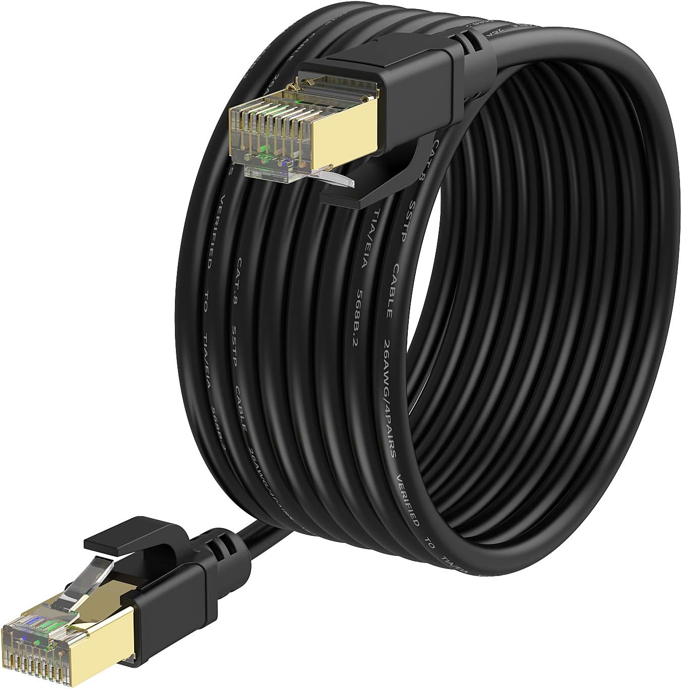 YixHG CAT 8 Ethernet Cable 400 ft, Internet Network Cord, 40Gbps 2000Mhz LAN Wires, High Speed SSTP LAN Cables with Gold Plated RJ45 Connector for Router, Modem, Gaming, Xbox (400 ft)