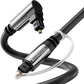 BlueRigger Optical Audio Toslink Cable - 15FT (90 Degrees Optical Cable for Soundbar, 360 Degree Rotatable Right Angle, S/PDIF Digital Toslink) - Fiber Optic Compatible with HDTV, Game Console, DVR