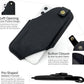 TobbinGear Leather Cell Phone Holster with Belt Clip, Universal Phone Holster for Men Belt Holder, Leather Case for iPhone, Samsung Galaxy Phones, Right Hand, Medium, Black