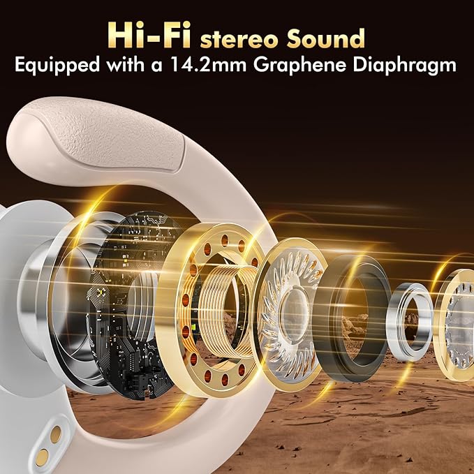 Wireless Earbuds, Sports Bluetooth Headphones, 80Hrs Playtime Ear Buds with LED Power Display, Noise Canceling Headset, IPX7 Waterproof Earphones for Workout/Running (Camel)