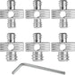 Camera Mount Screw 1/4" Male to 1/4" Male & 1/4" to 3/8" Tripod Screw Adapter with Hole 7 Pcs Set for Camera Tripod Mount Light Stand DSLR Equipped with Hex-L Key (Silver)