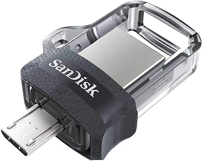 SANDISK 128GB Ultra Dual Drive m3.0, microUSB and USB Type-A, High-speed USB 3.0, Retractable design for Android Devices and Computers - SDDD3-128G-G46, Black