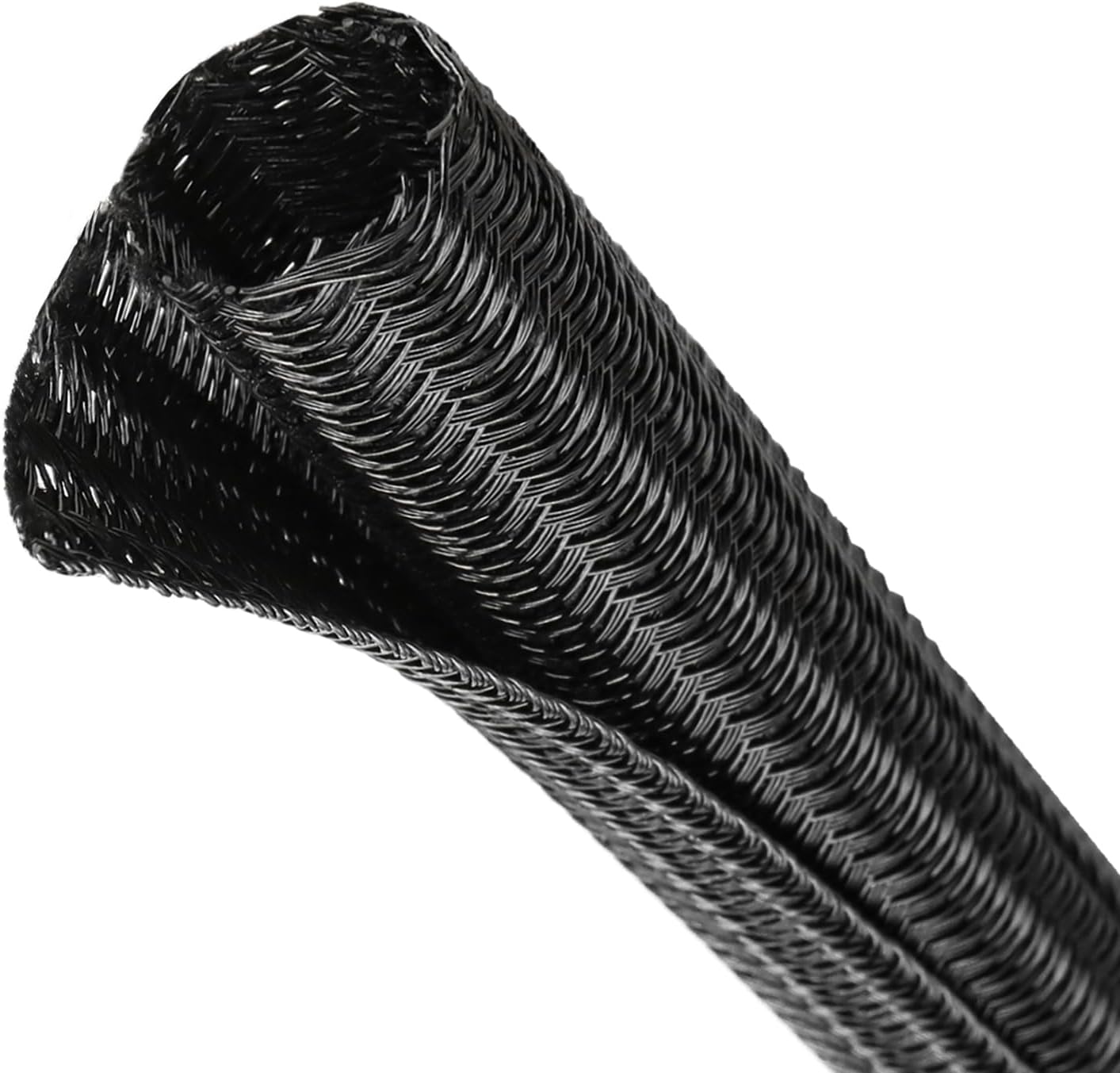 Split Wire Loom Tubing, Cable Protector Sleeve, Braided Cable Management for TV/Computer/Home Theater/Engine Bay, Cord Protectors from Pets No Chew (Black, 1/2"-10ft)