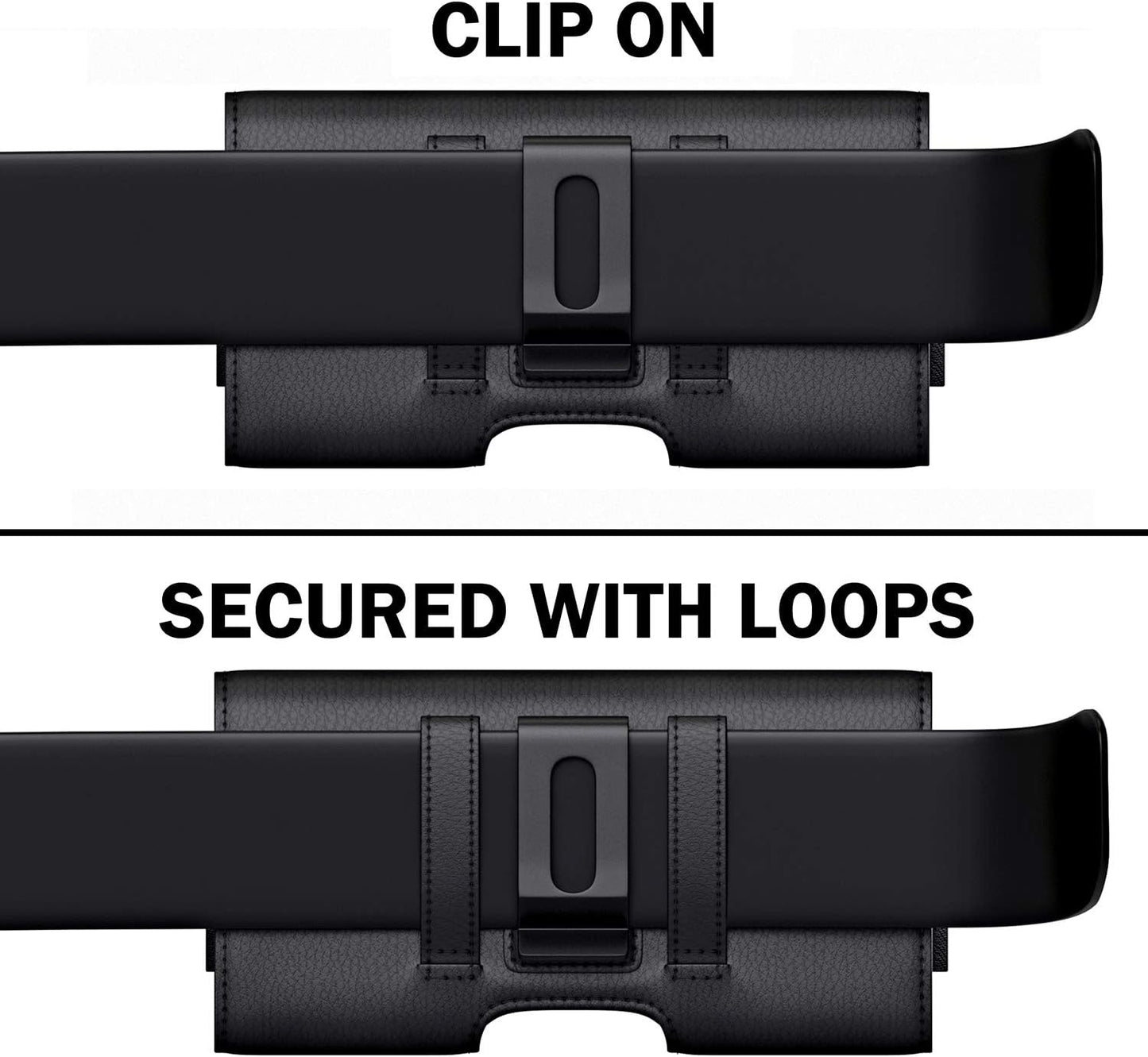 Holster for Samsung Galaxy Ultra S25 S24 S23 S22 S21 Note 20, Google Pixel 8 9 Pro XL – Extra Large Cell Phone Belt Holder Case with Clip, ID Card Pouch - Black
