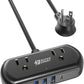 Power Strip with USB, SUPERDANNY Mini Surge Protector with 2 Wide-Spaced Outlets, 3 USB-A 1 USB-C, 5 Ft Extension Cord, Flat Plug, Compact Size Desktop Charging Station Travel, Home, Office, Black