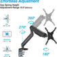 AVLT Single 27”-45” RGB Gaming Monitor Arm Desk Mount Built-in 20 Lighting Modes Touch Button Control Fits Flat/Curved/Ultrawide Screen Height Swivel Tilt Rotation Adjustable Stand -Black