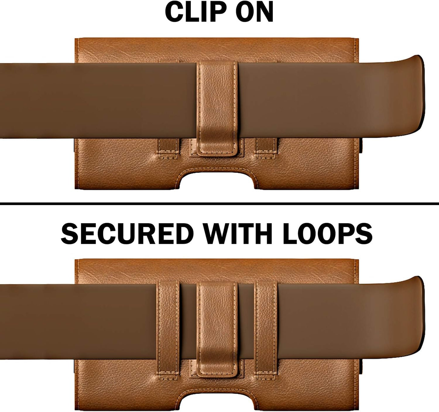 Holster for Samsung Galaxy Ultra S25 S24 S23 S22 S21 Note 20, Google Pixel 8 9 Pro XL – Extra Large Cell Phone Belt Holder Case with Clip, ID Card Pouch - Brown