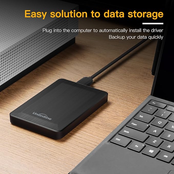 UnionSine 2.5" Portable External Hard Drive 1TB, USB 3.0 Type-C HDD Storage Compatible for PS4, Xbox, PC, Mac, TV, Desktop, Laptop(Black) HD3513